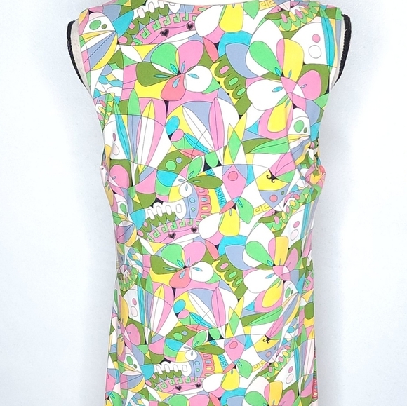 Flora Bea Nyc Livie Butterfly Colorful Stretchy Mini Sleeveless Dress Size L - Picture 5 of 12